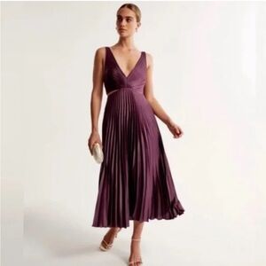 Abercrombie & Fitch Purple Pleated Midi Skirt